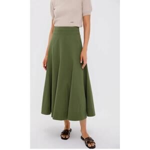 Tuckernuck Olive Green Denim Brynn Midi Skirt NWT